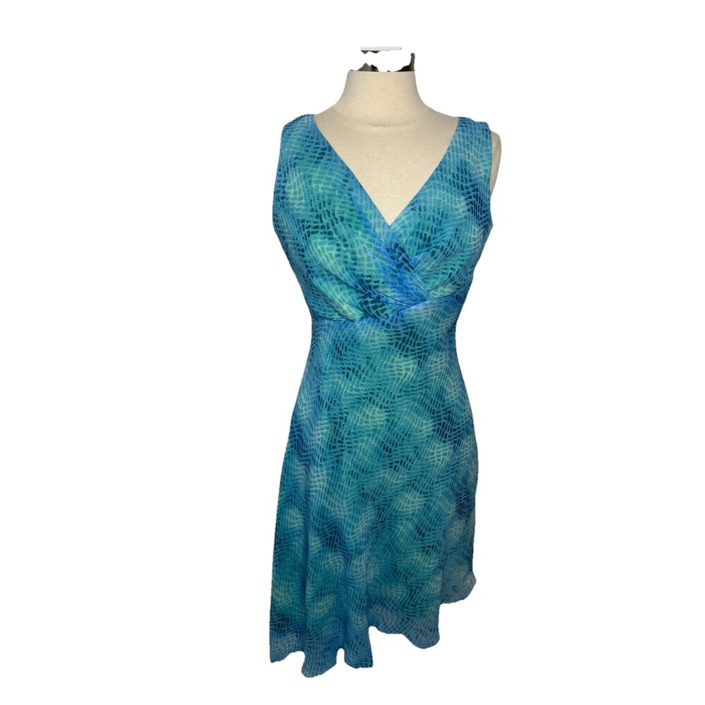 Vintage Donna Ricco Petite Silk Dress Women's 12P Abstract Babydoll Cocktail Y2K